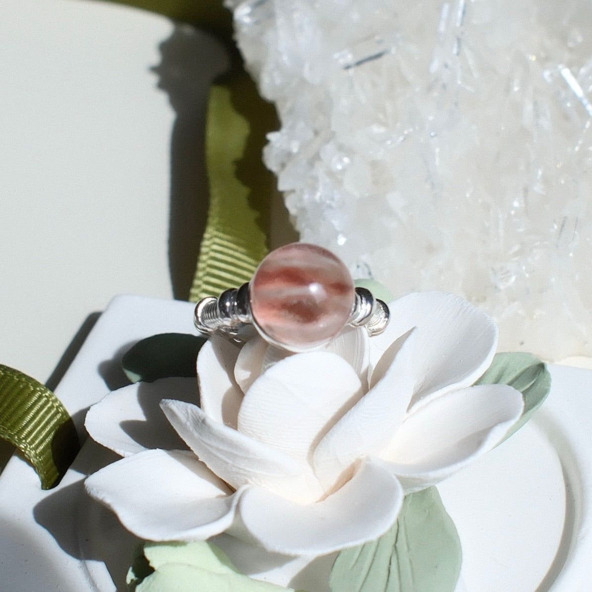 Pink Rutilated Quartz Ring