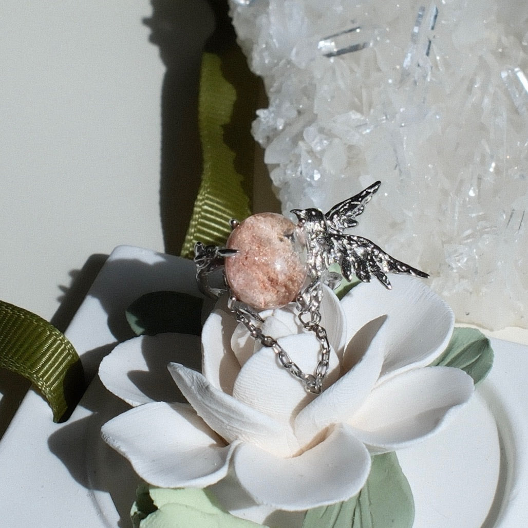 Pink Phantom Quartz Ring