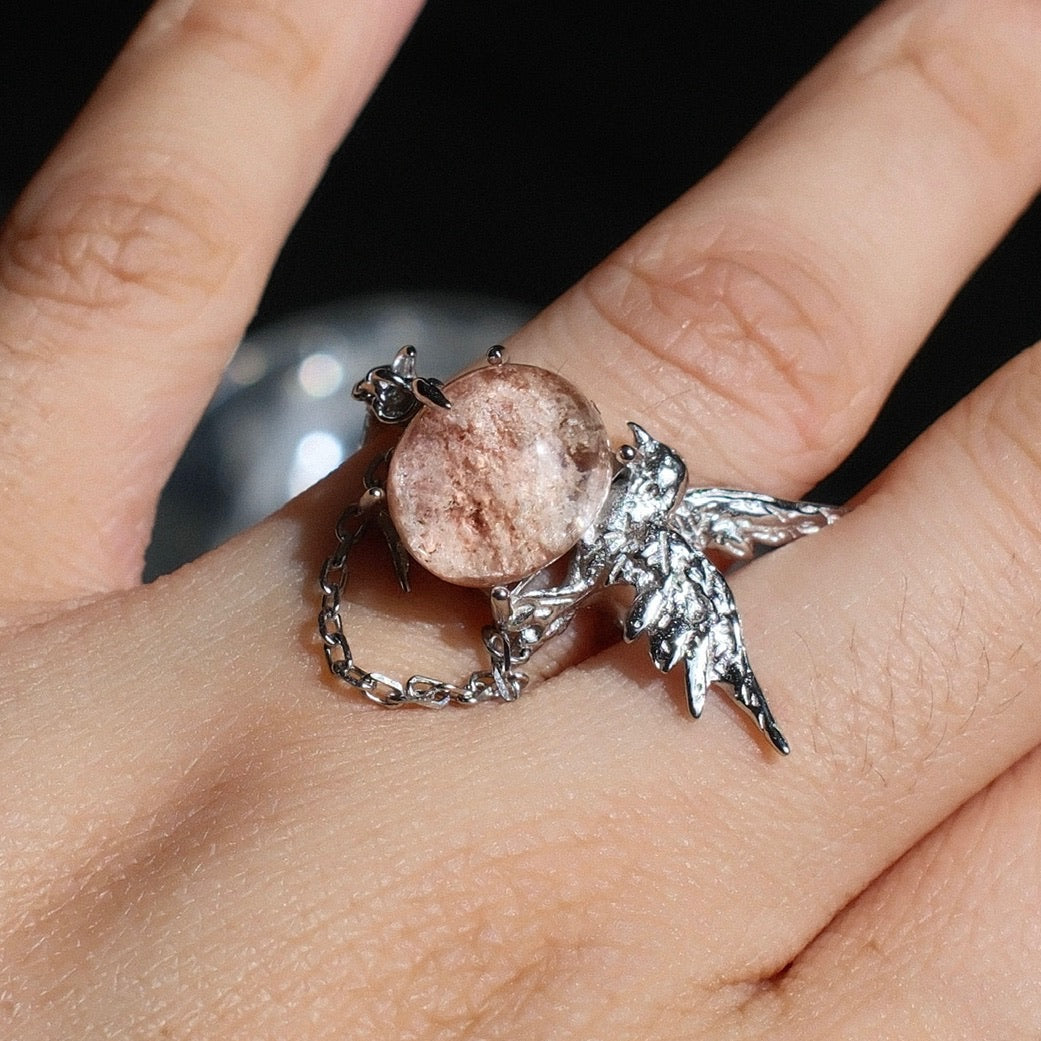 Pink Phantom Quartz Ring