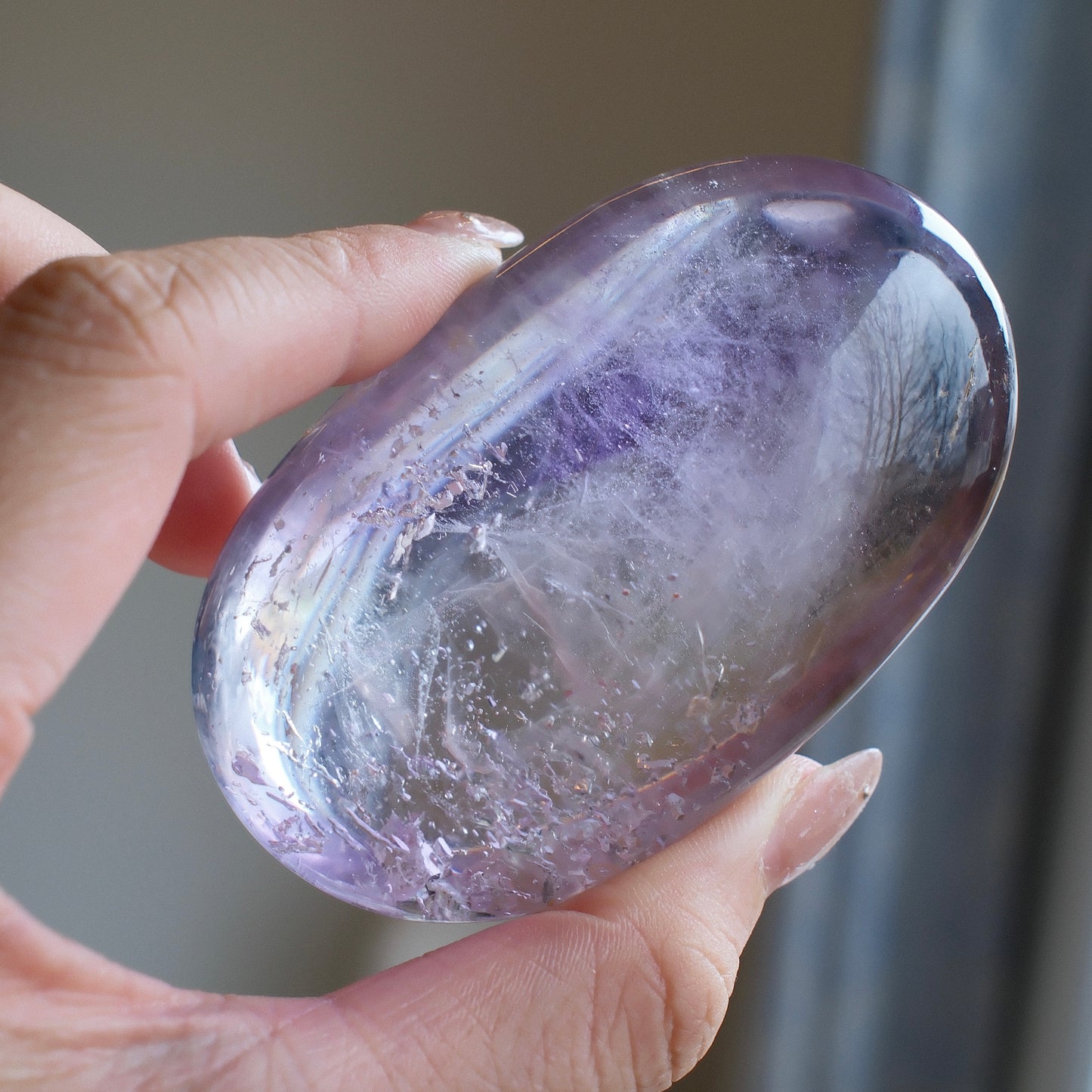 Amethyst Palm Stone with Blue Needle Mist Inclusion