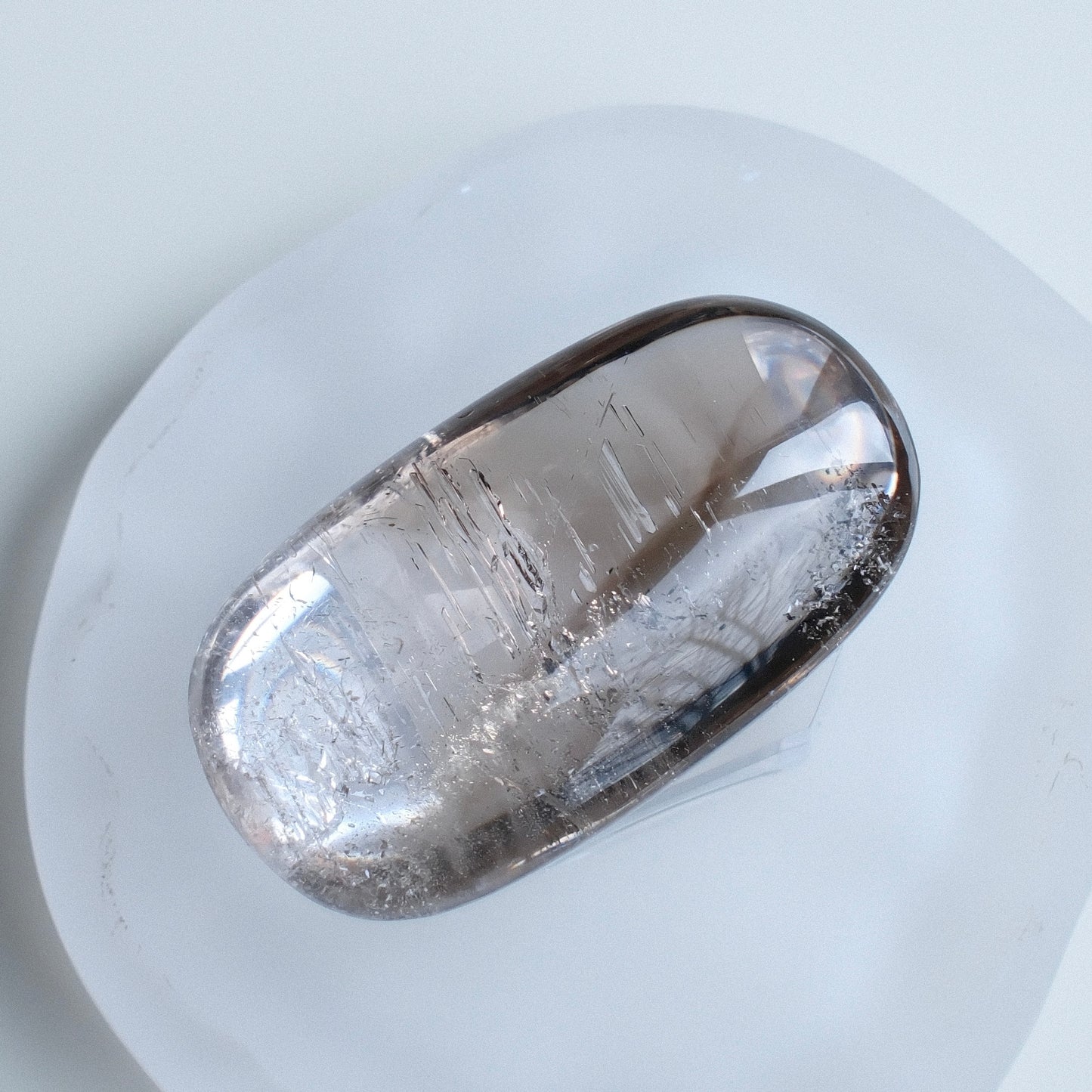 Smoky Quartz Enhydro Channel Palm Stone