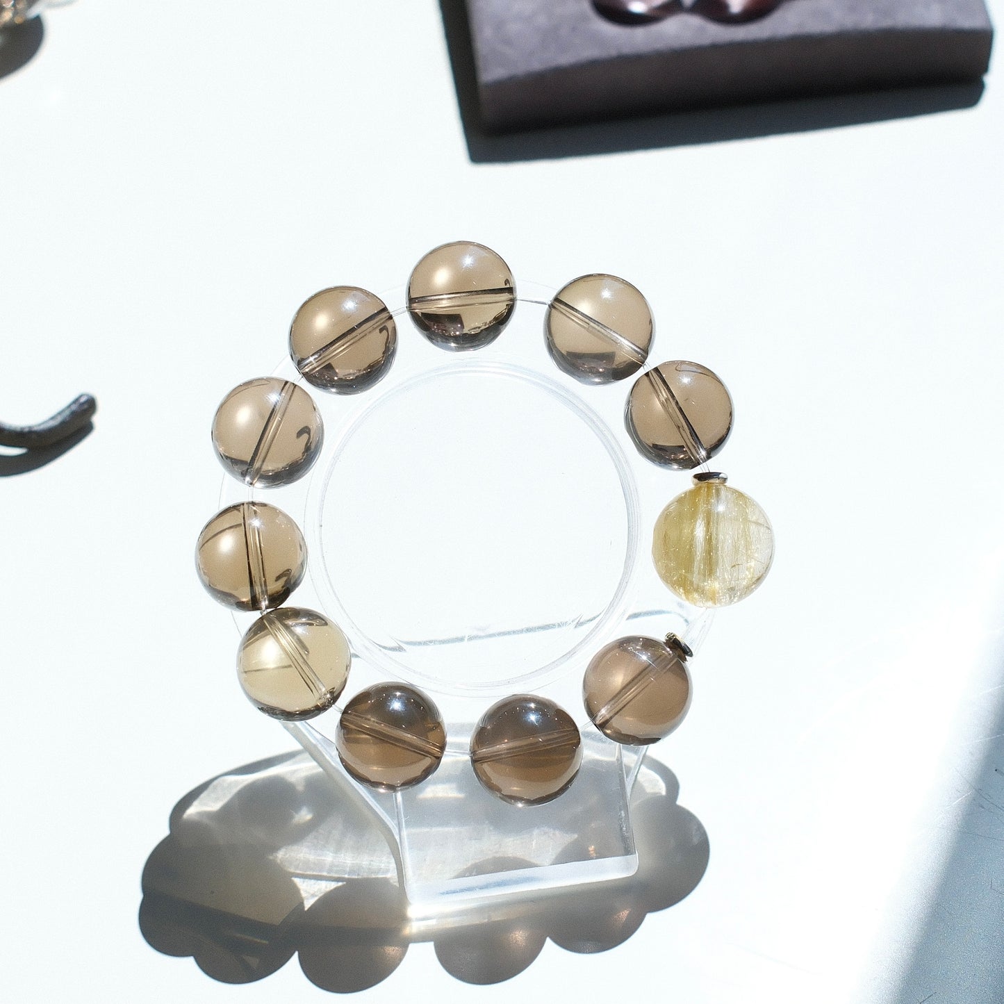 Smoky Quartz with Golden Rutilated Quartz Bracelet