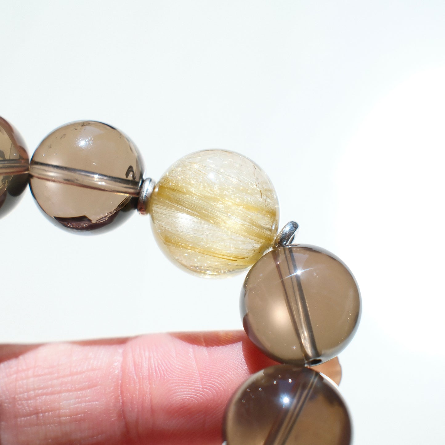 Smoky Quartz with Golden Rutilated Quartz Bracelet