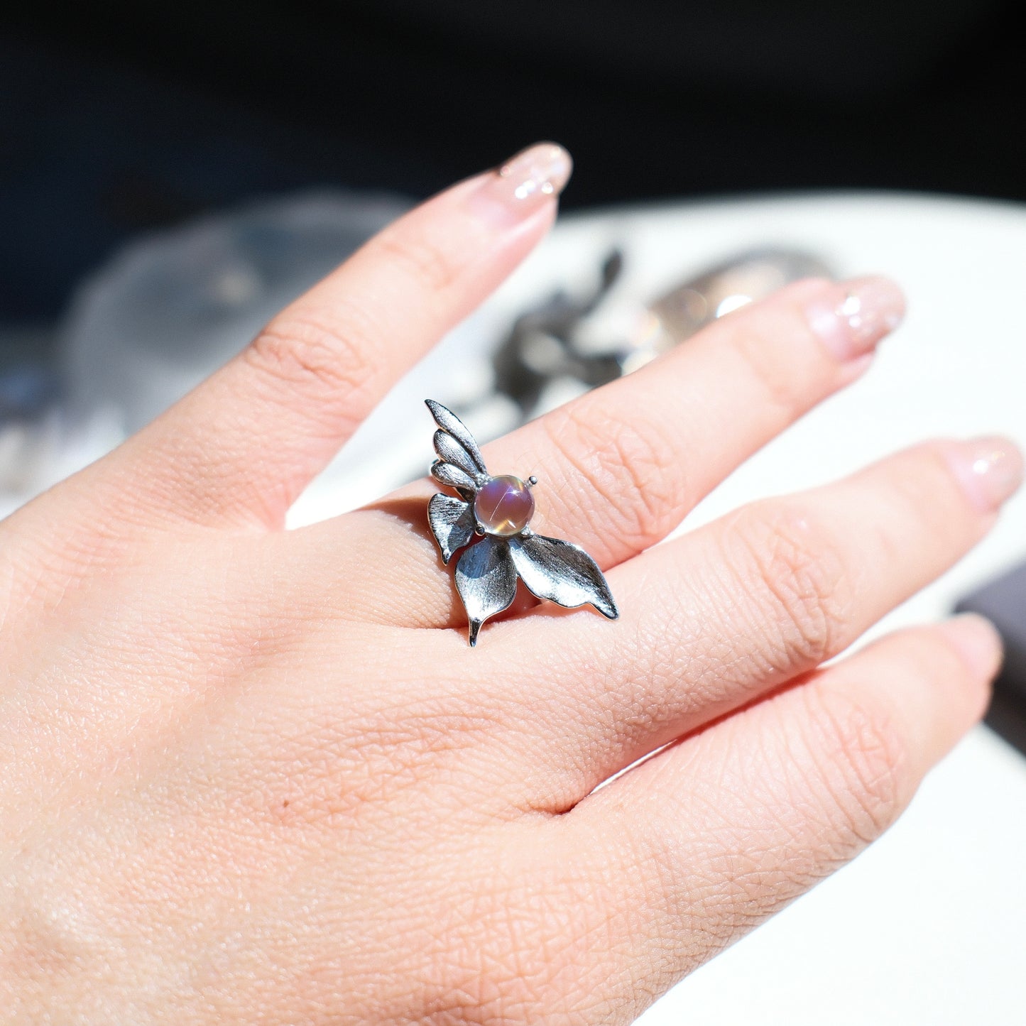 Madagascar Rainbow Moonstone Ring