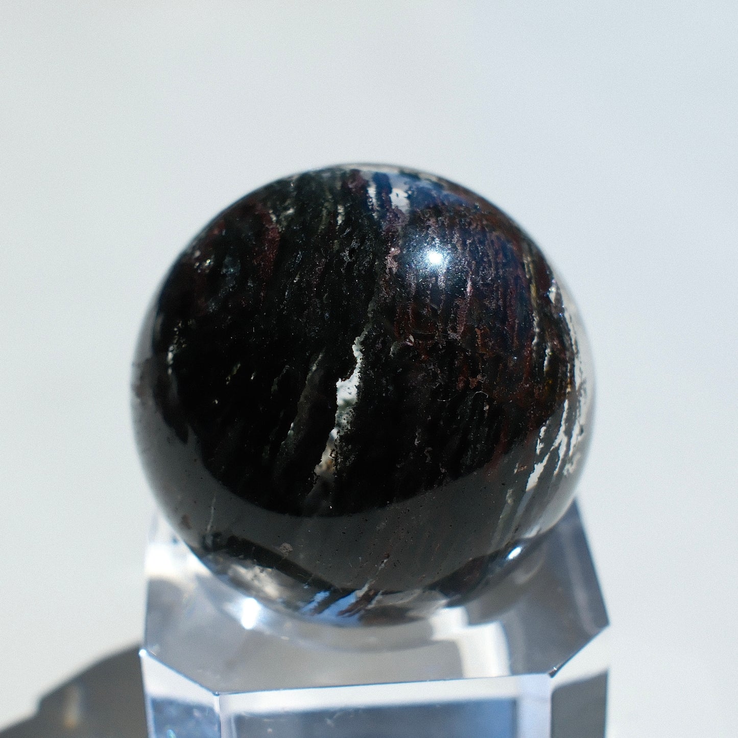 Green Phantom Quartz Sphere with Blue Mineral Inclusions