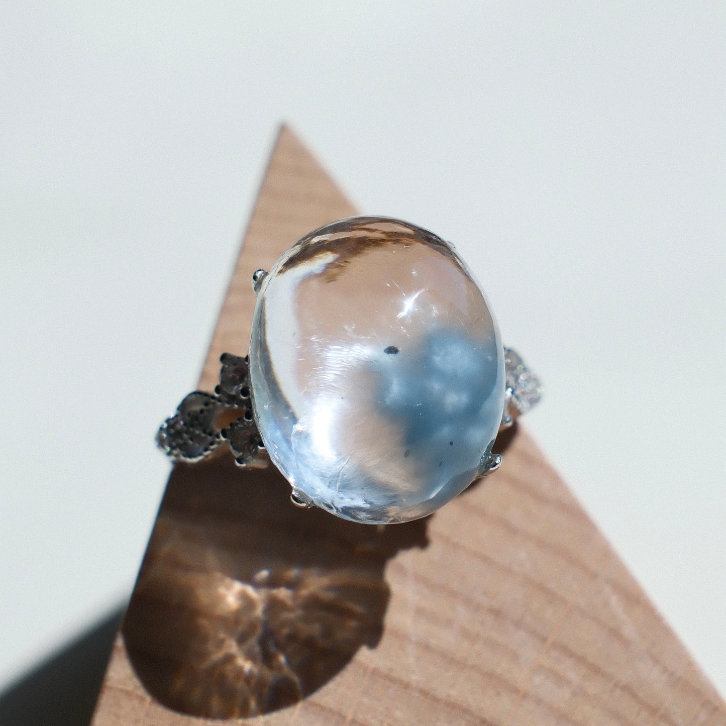 Special Natural Blue Rutilated Quartz Ring