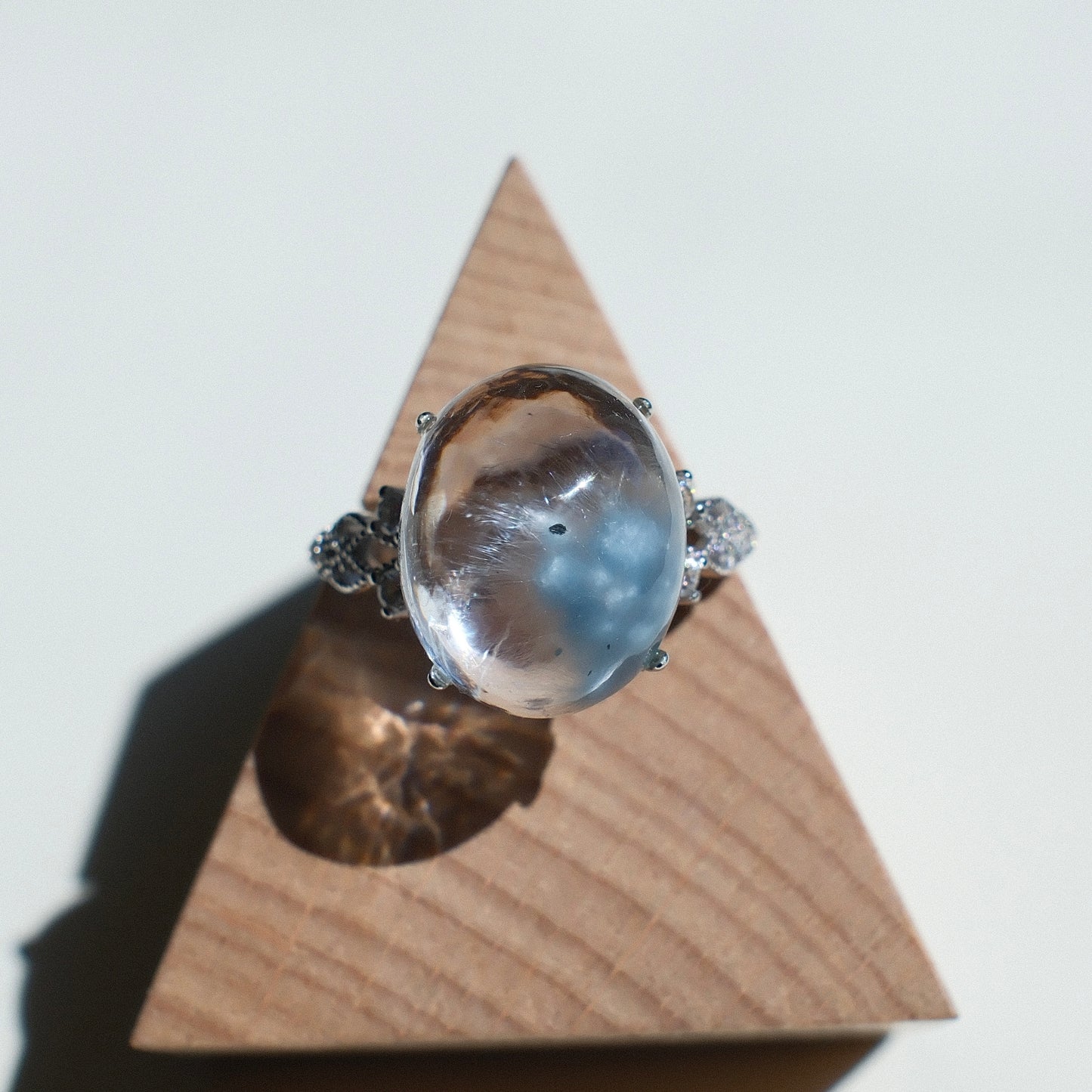 Special Natural Blue Rutilated Quartz Ring