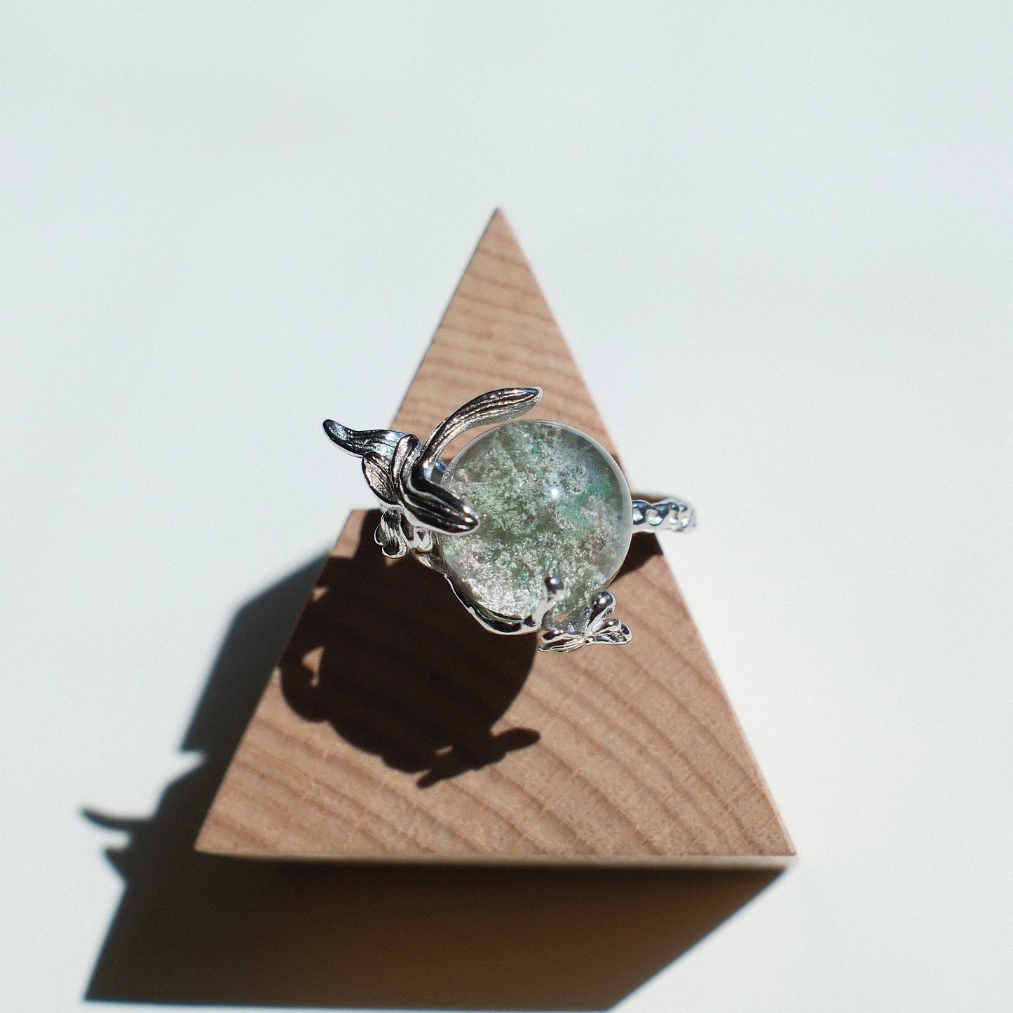 Emerald Phantom in Quartz Ring