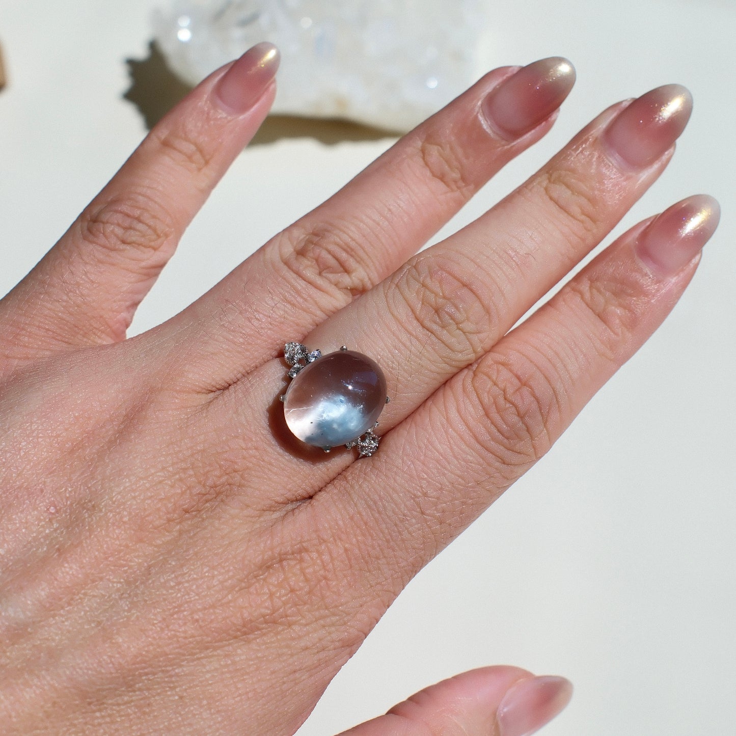 Special Natural Blue Rutilated Quartz Ring