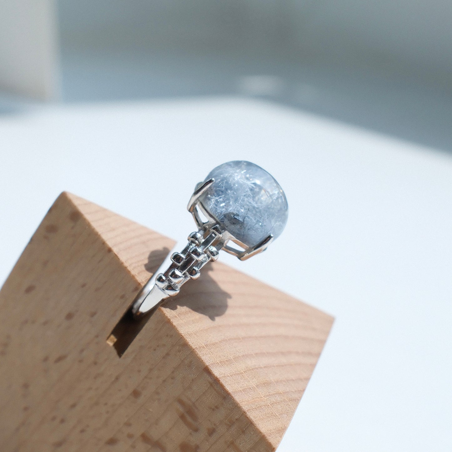 Dumortierite in Quartz Ring
