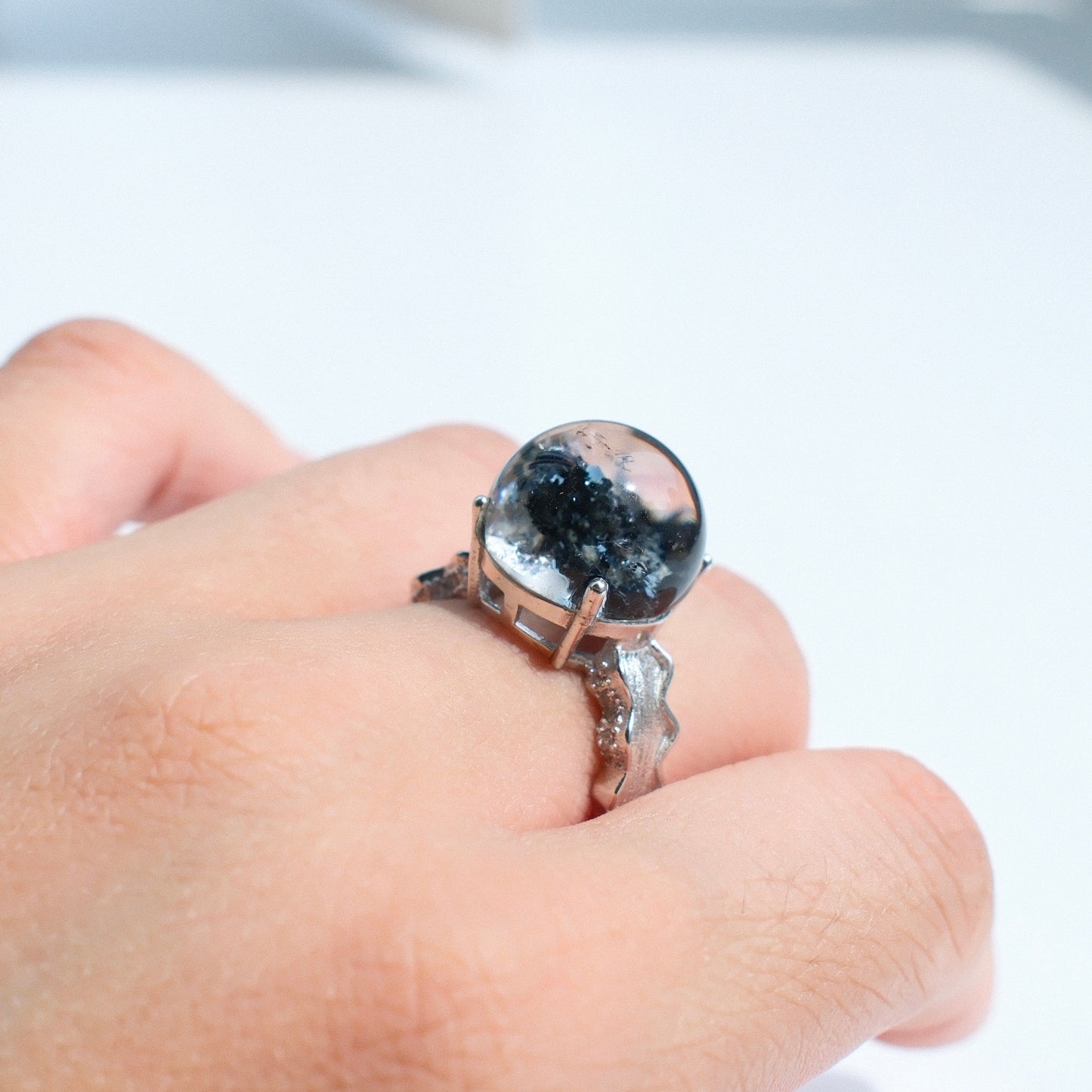 Blue Mica in Quartz Ring