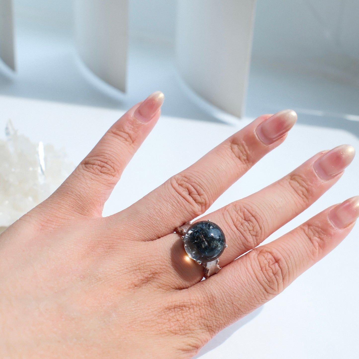 Blue Mica in Quartz Ring