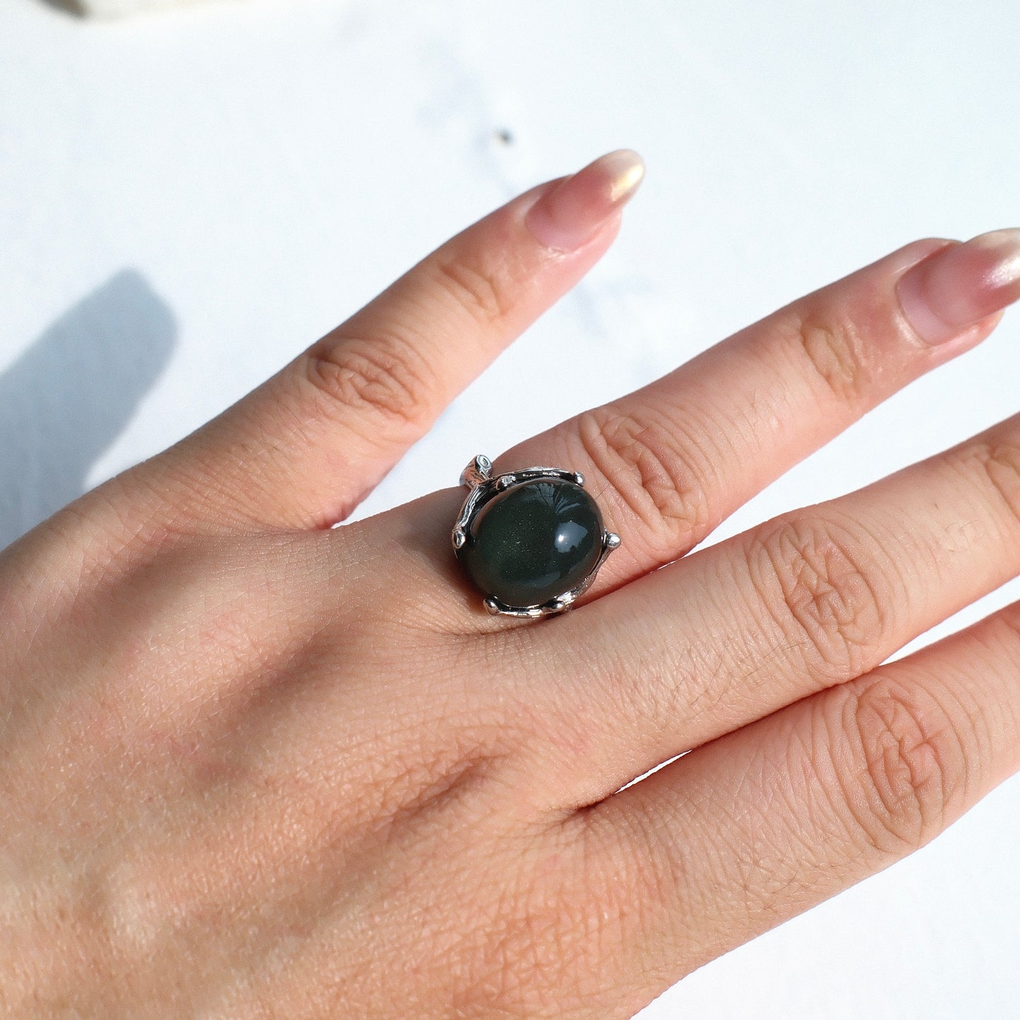 Green Phantom Quartz Ring