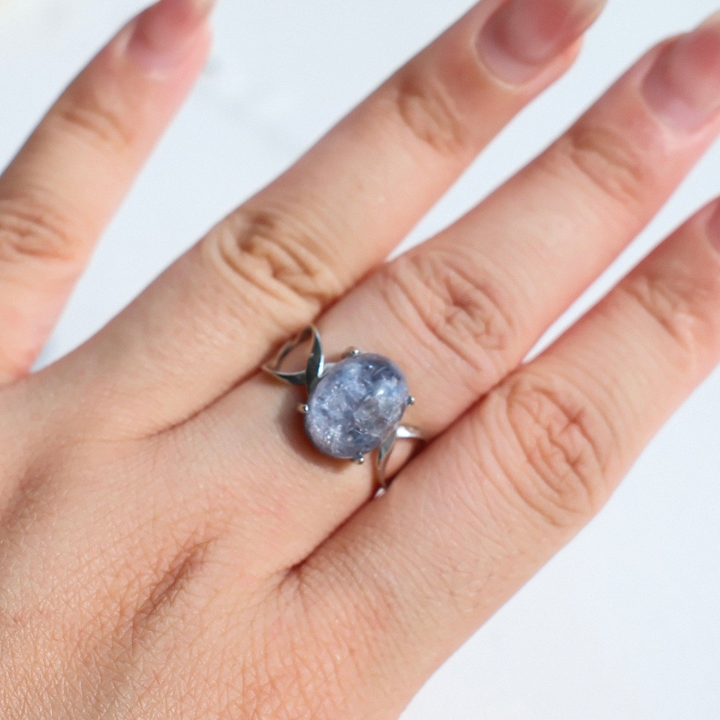 Dumortierite in Quartz Ring