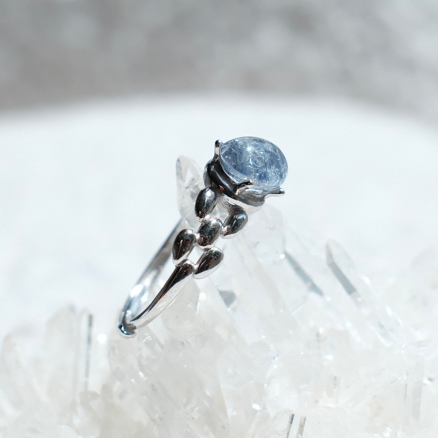 Dumortierite in Quartz Ring