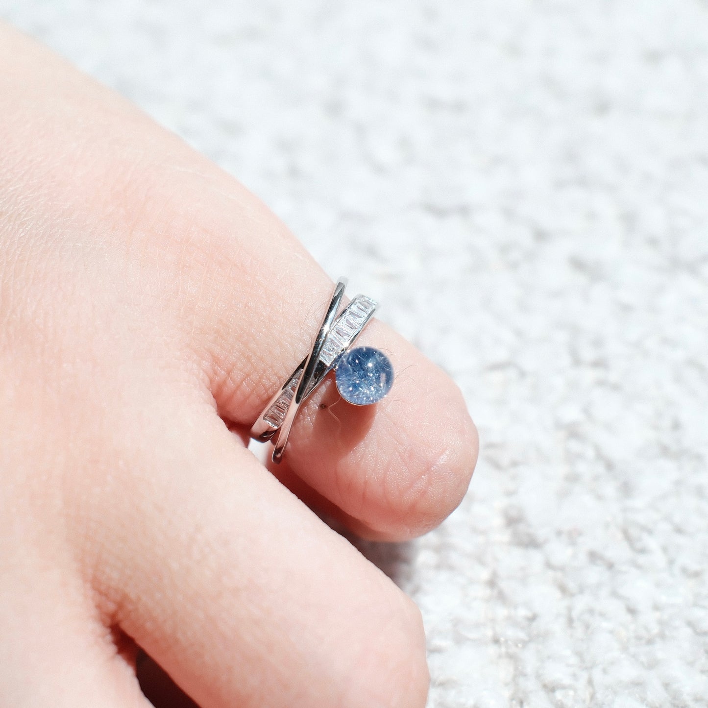 Dumortierite in Quartz Ring