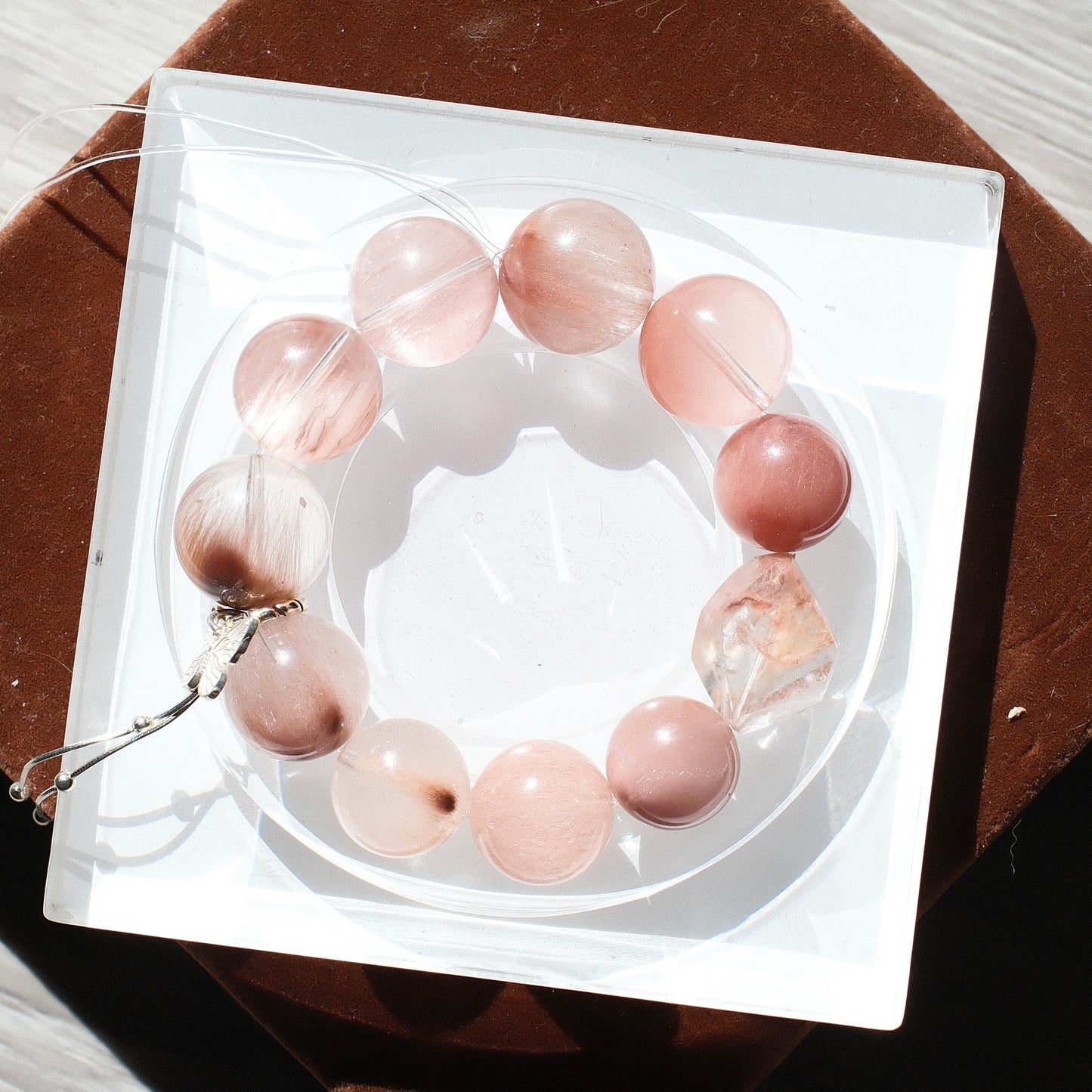 Pink and Purple Rutilated Quartz Bracelet