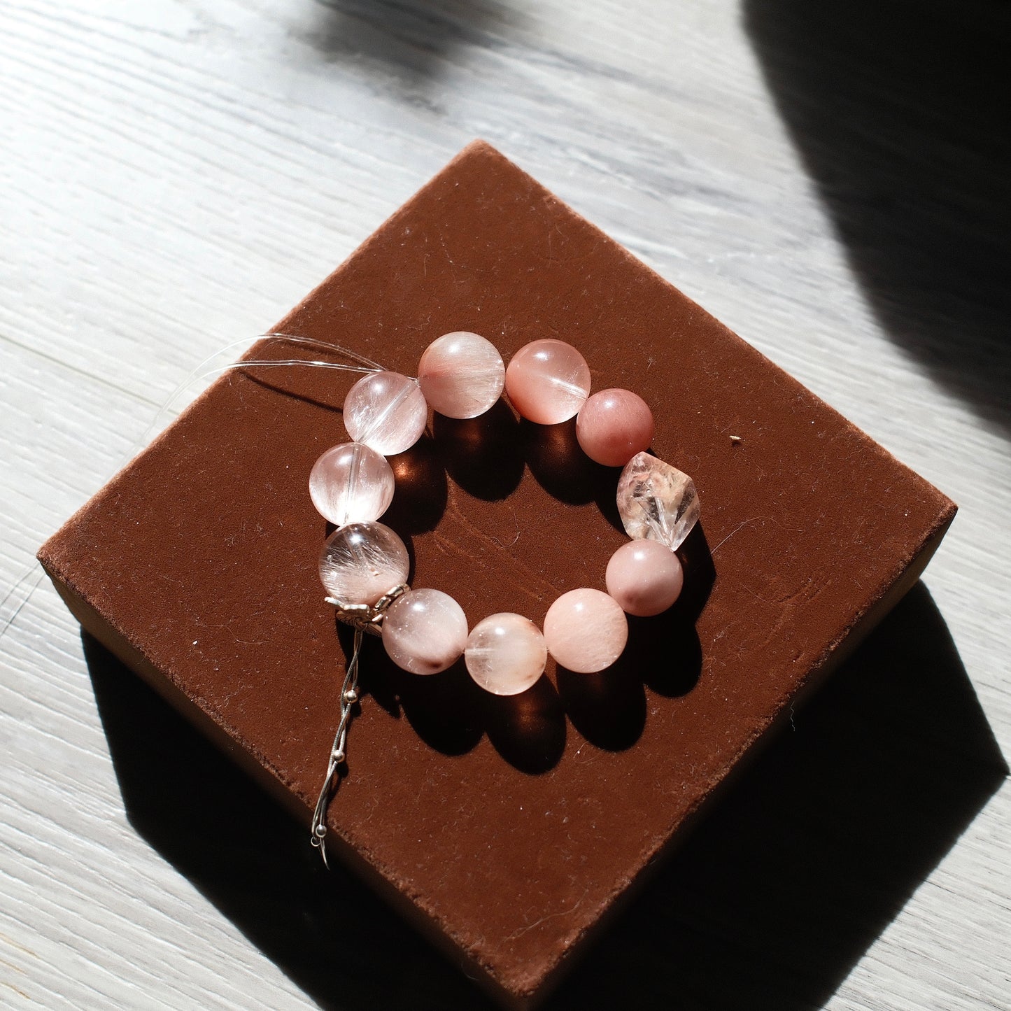 Pink and Purple Rutilated Quartz Bracelet