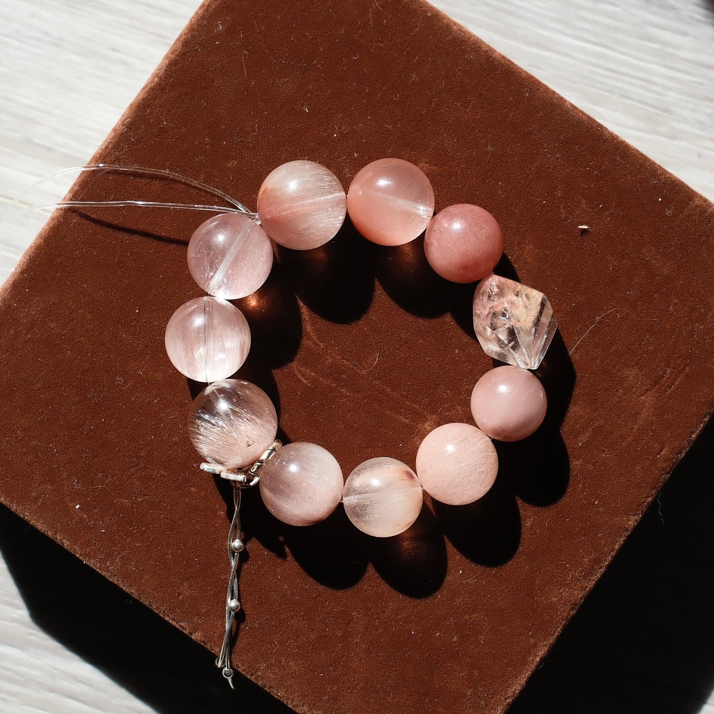 Pink and Purple Rutilated Quartz Bracelet