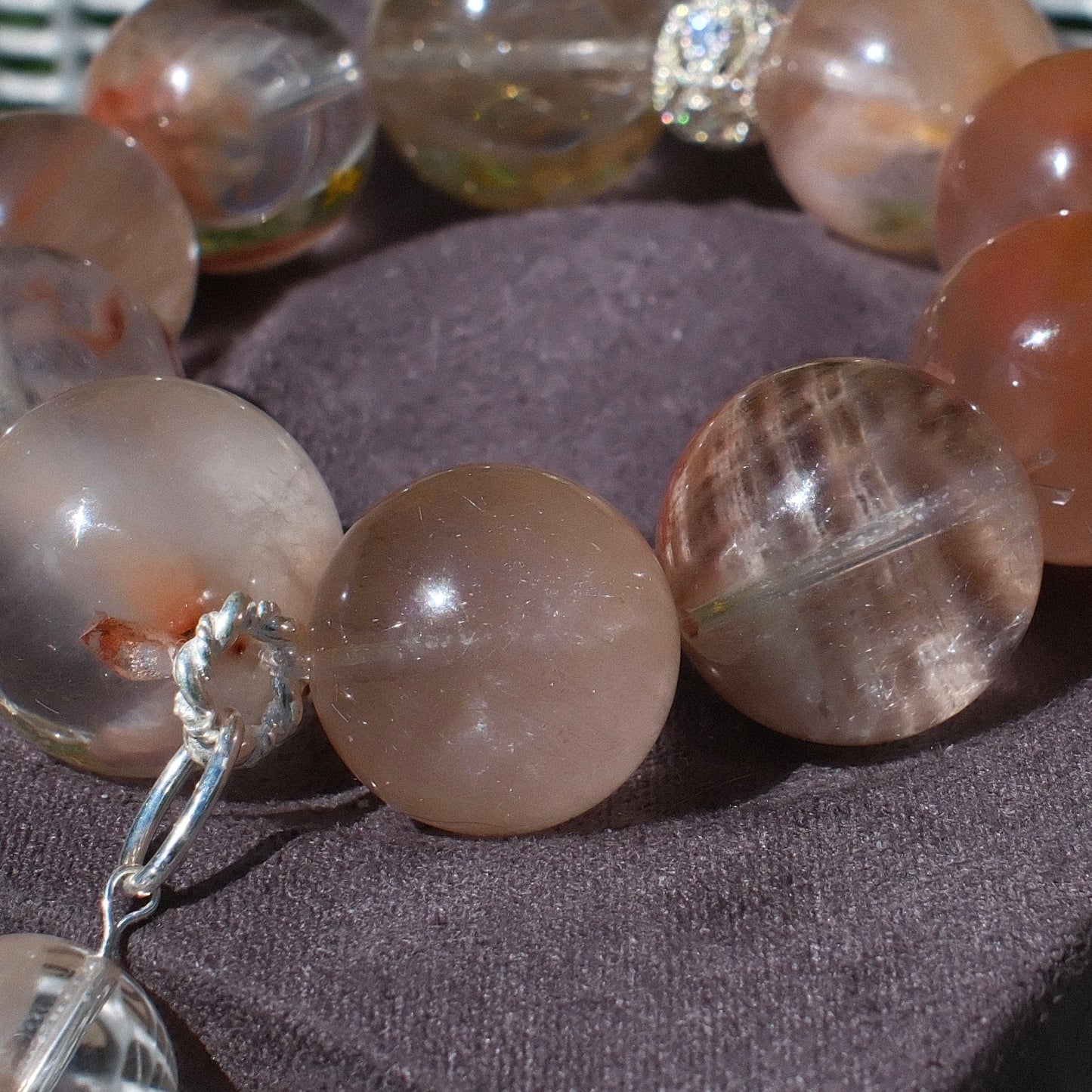 Pink-Orange Rutilated Quartz Bracelet
