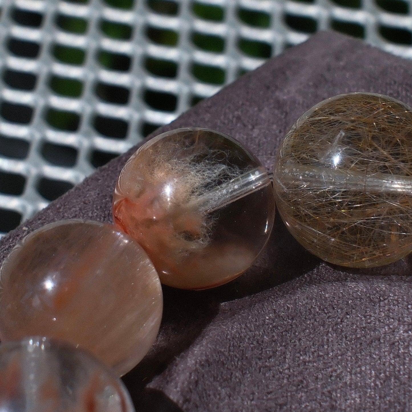Pink-Orange Rutilated Quartz Bracelet