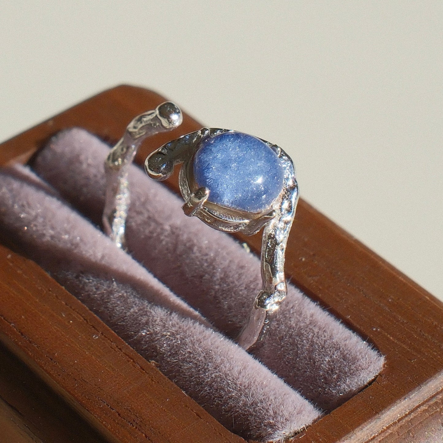 Dumortierite in Quartz Ring