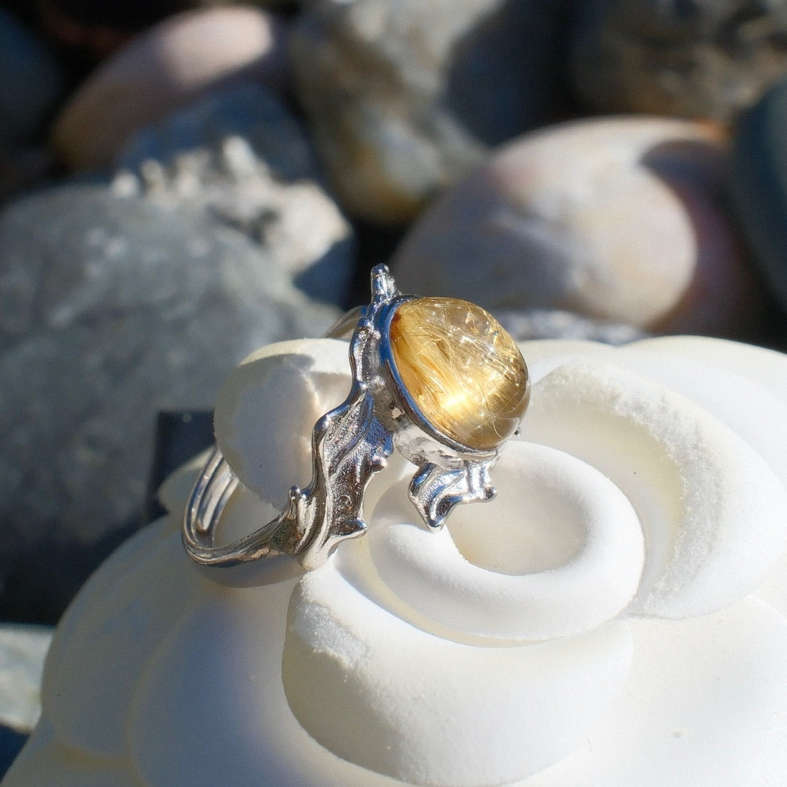 Golden Rutilated Quartz Ring