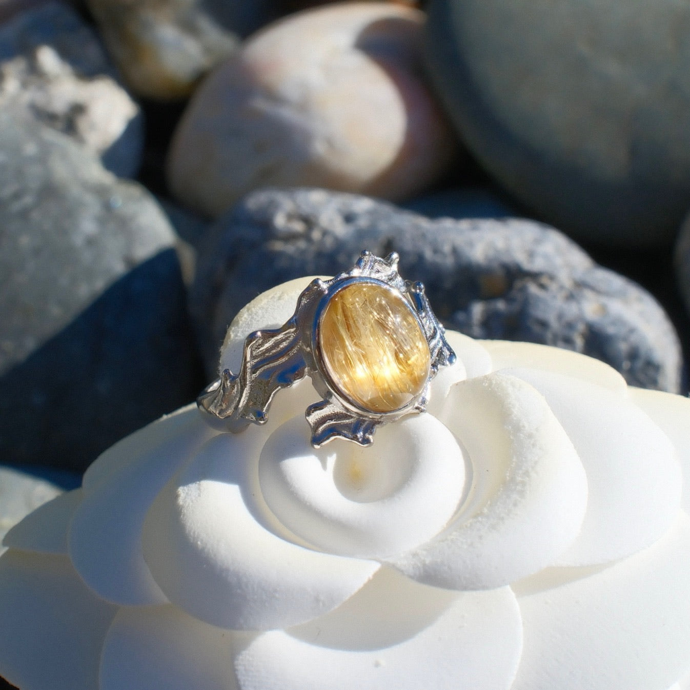 Golden Rutilated Quartz Ring