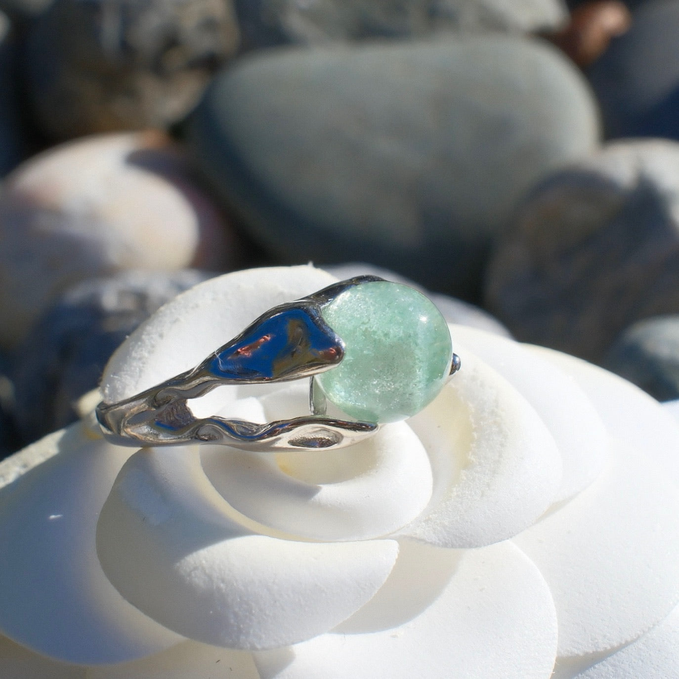 Emerald Phantom in Quartz Ring