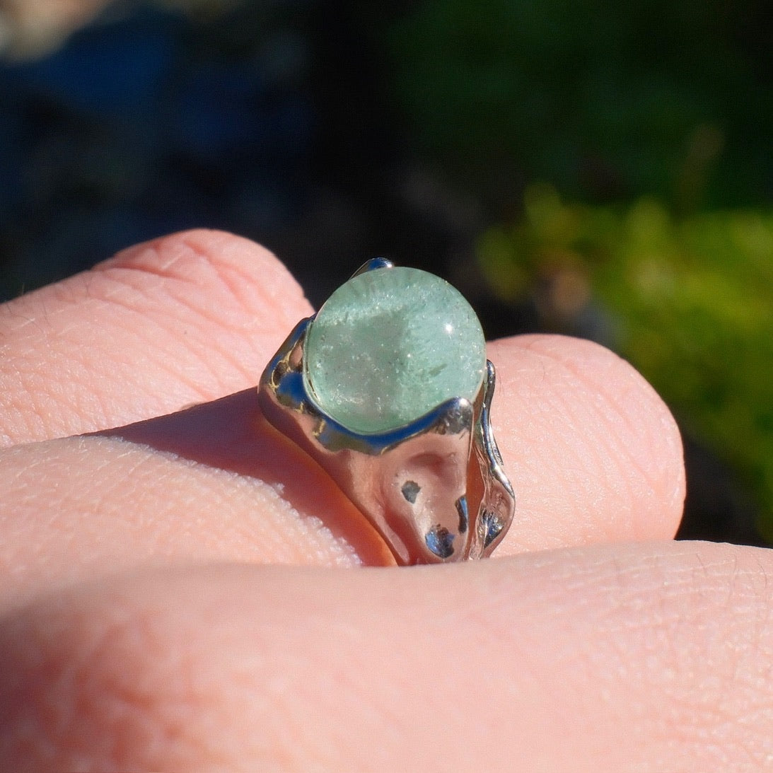 Emerald Phantom in Quartz Ring