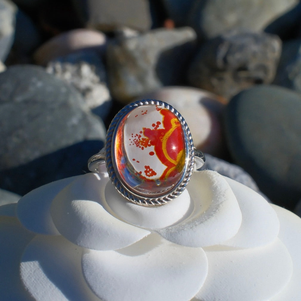 Red and Yellow Hematoid Quartz Ring