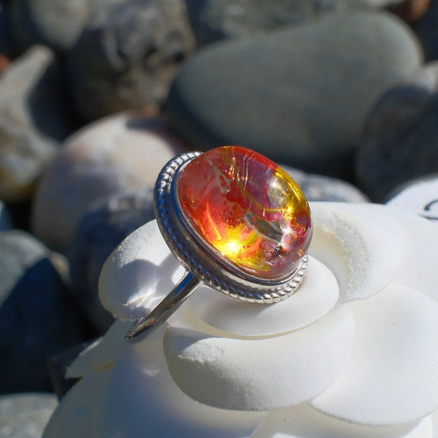 Red and Yellow Hematoid Quartz Ring