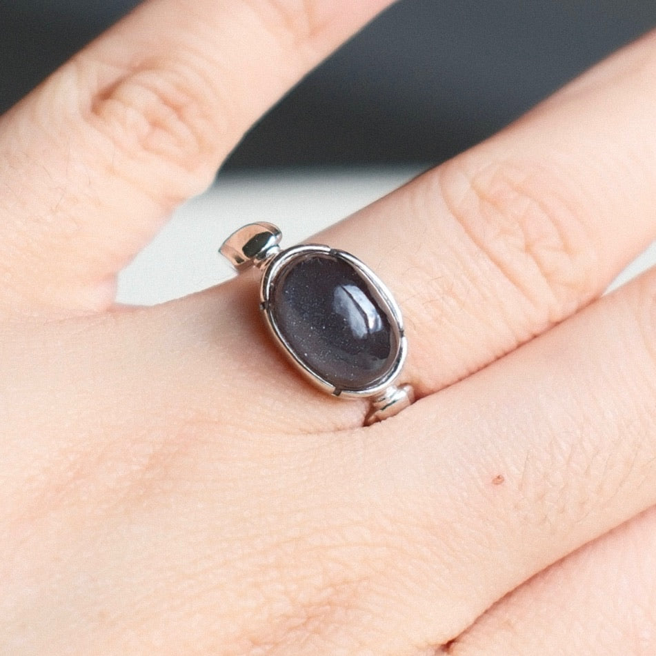 Blue Sand Stone in Quartz Ring