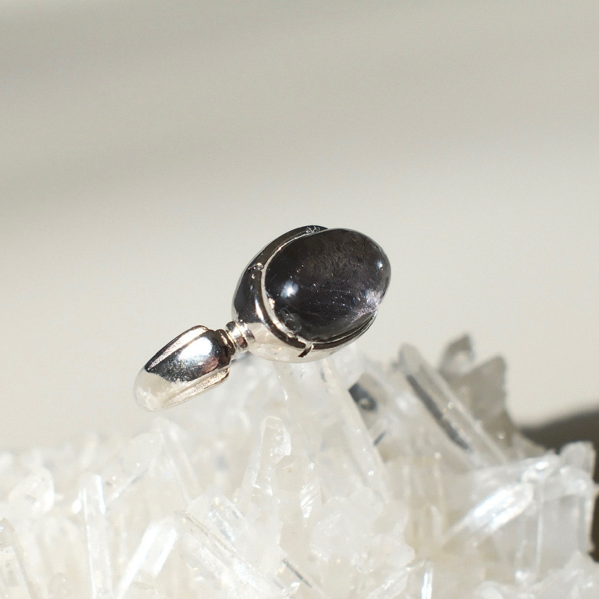 Blue Sand Stone in Quartz Ring