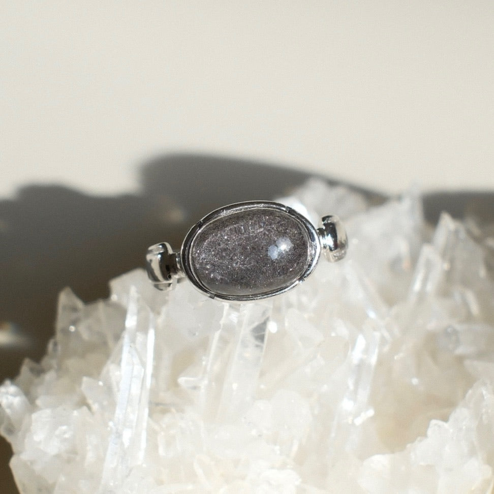 Blue Sand Stone in Quartz Ring