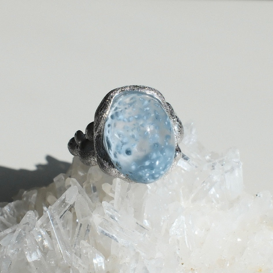 Special Natural Blue Rutilated Quartz Ring