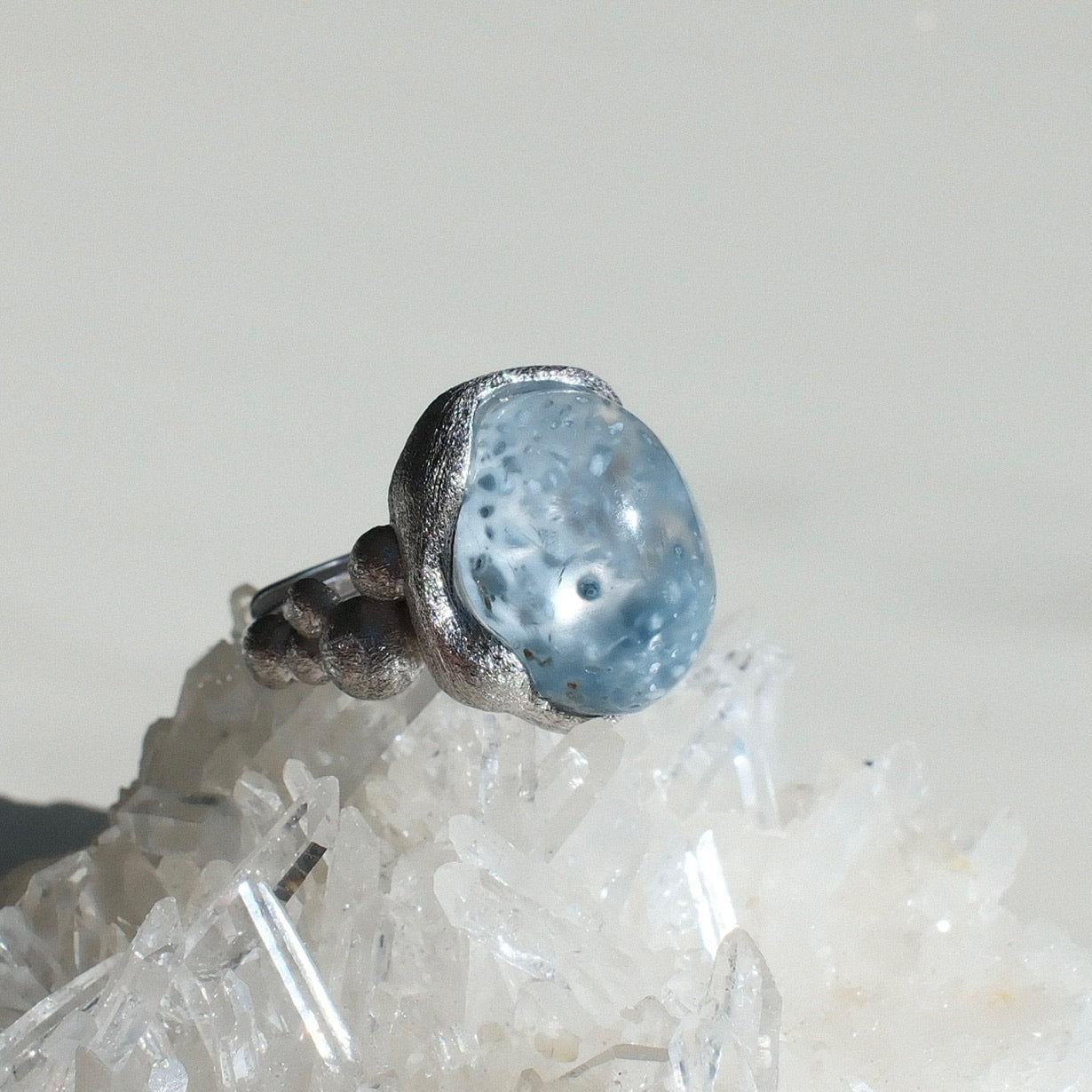 Special Natural Blue Rutilated Quartz Ring