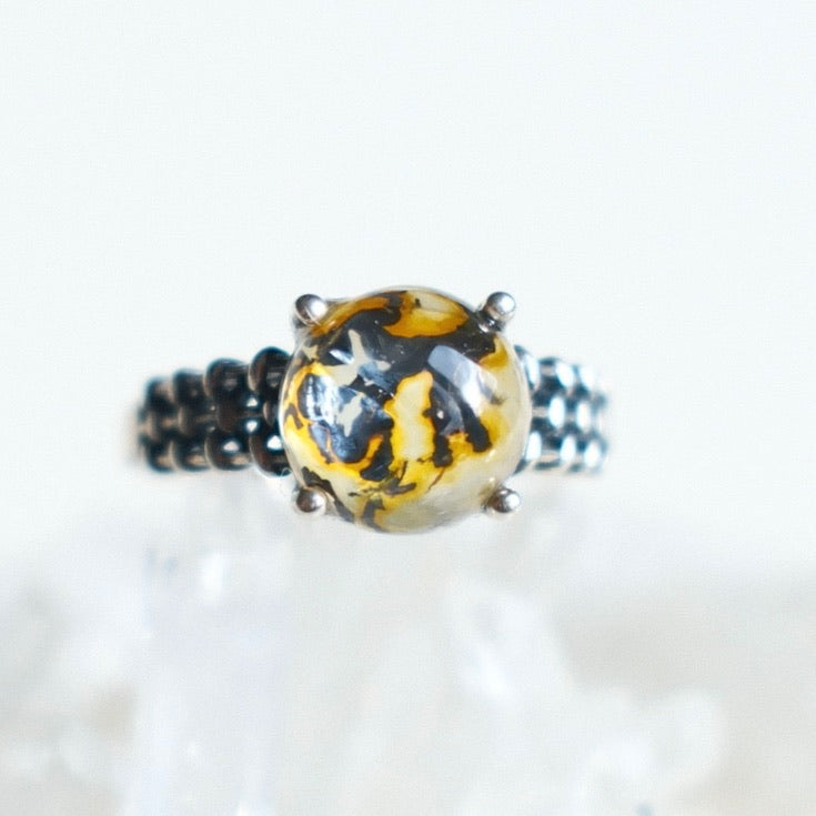 Natural Pyrolusite Quartz Ring