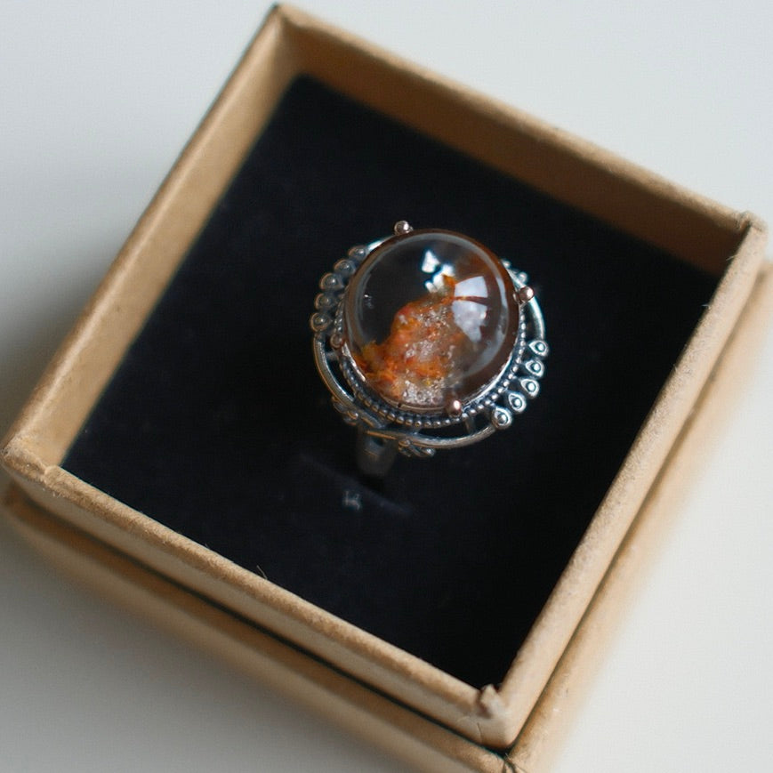 Natural Crystal with Red Calcite Inclusions