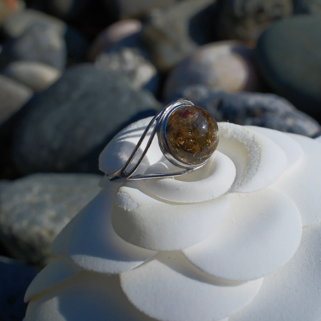 Special Golden Rutilated Quartz Ring