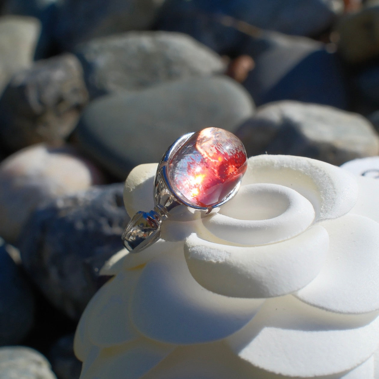 Red Hematoid Quartz Ring