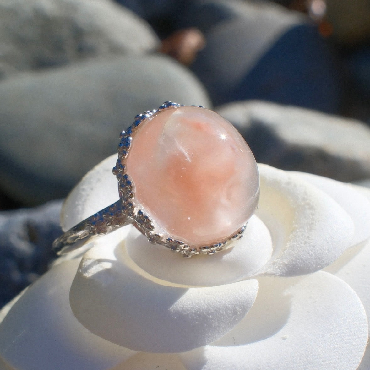 Pink Rutilated Quartz Ring
