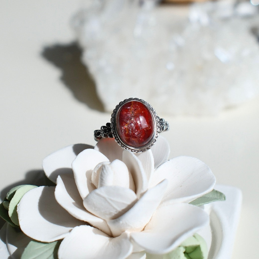 Red Fire Quartz/Red Hematoid Quartz Ring