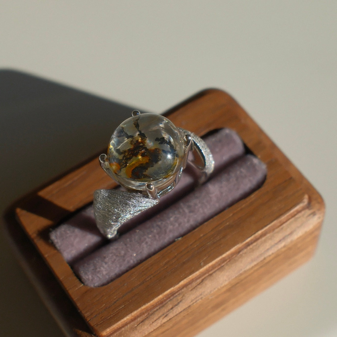 Natural Pyrolusite Quartz Ring