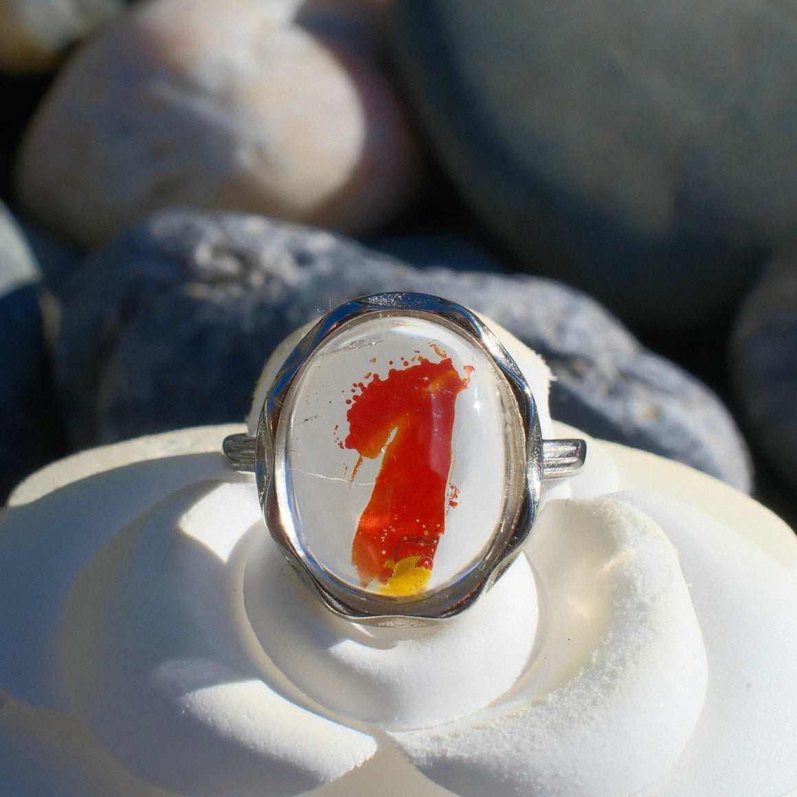 Red and Yellow Hematoid Quartz Ring