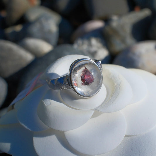 Cuprite in Quartz Ring