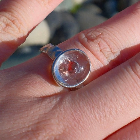 Cuprite in Quartz Ring