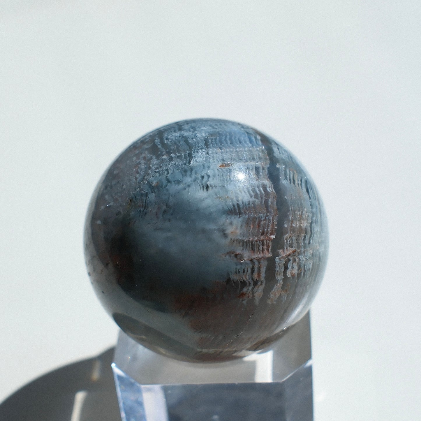 Iridescent Blue Rutilated Layered Quartz Sphere