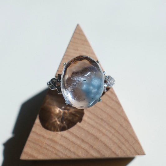 Special Natural Blue Rutilated Quartz Ring