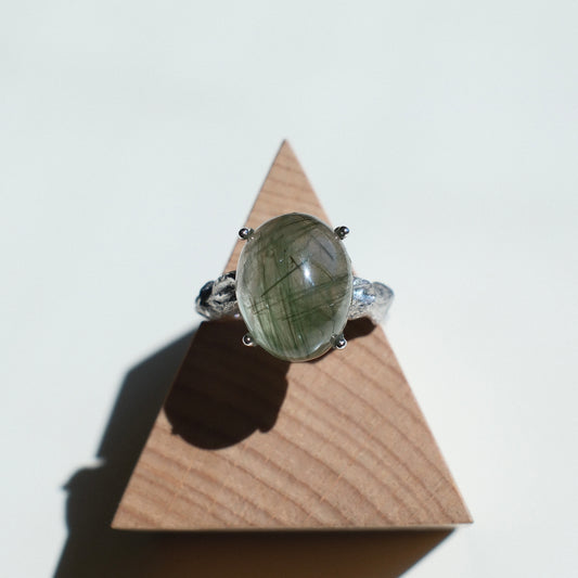 Green Rutilated Quartz Ring